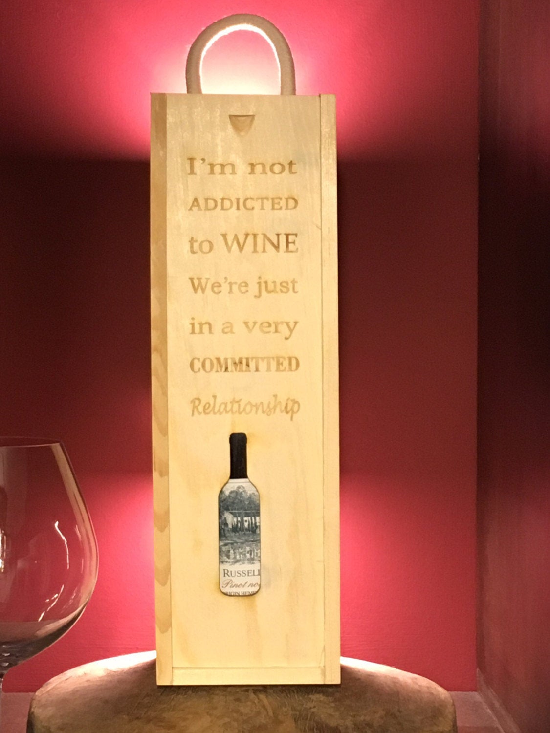 Engraved wooden wine gift box