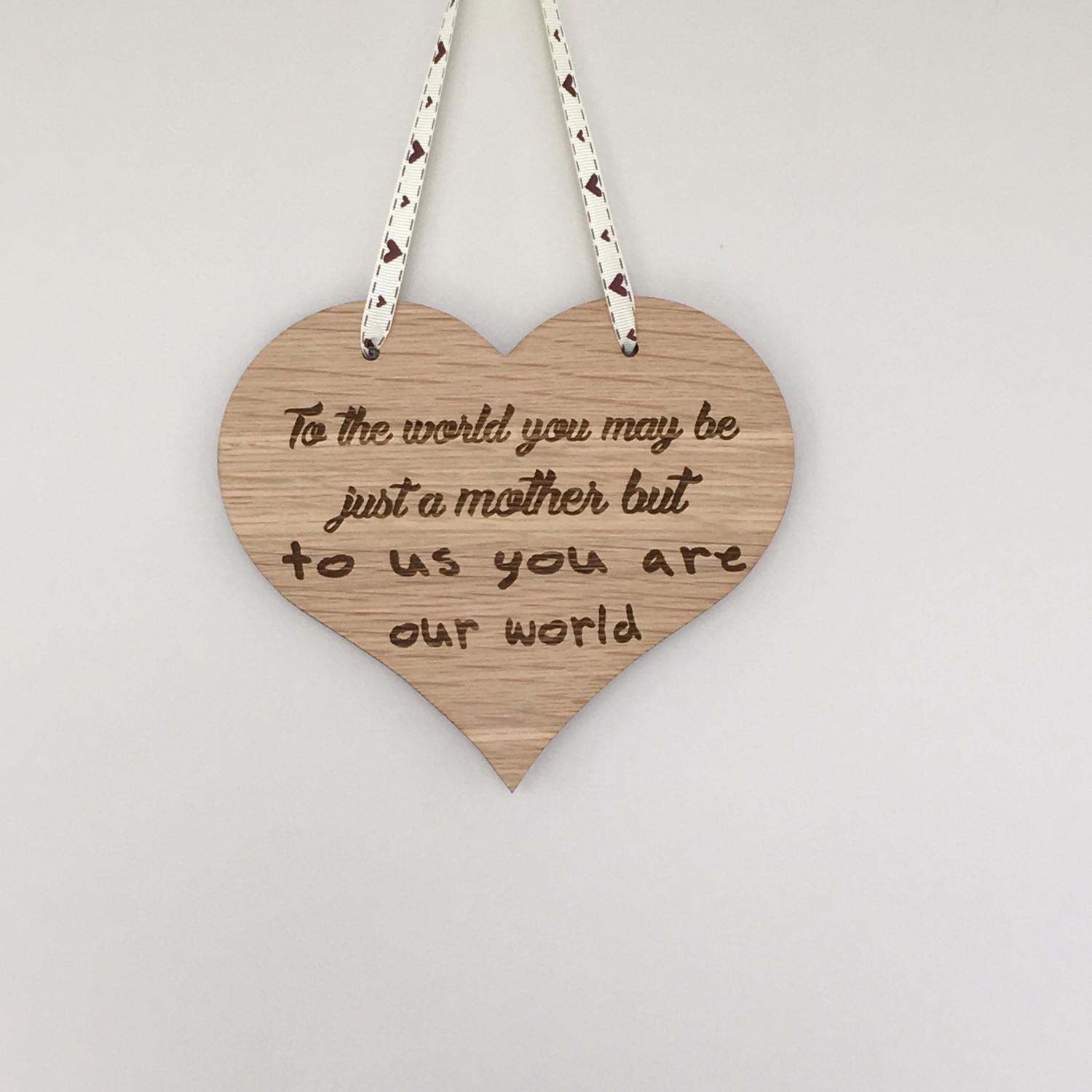 Engraved wooden heart Mother's Day