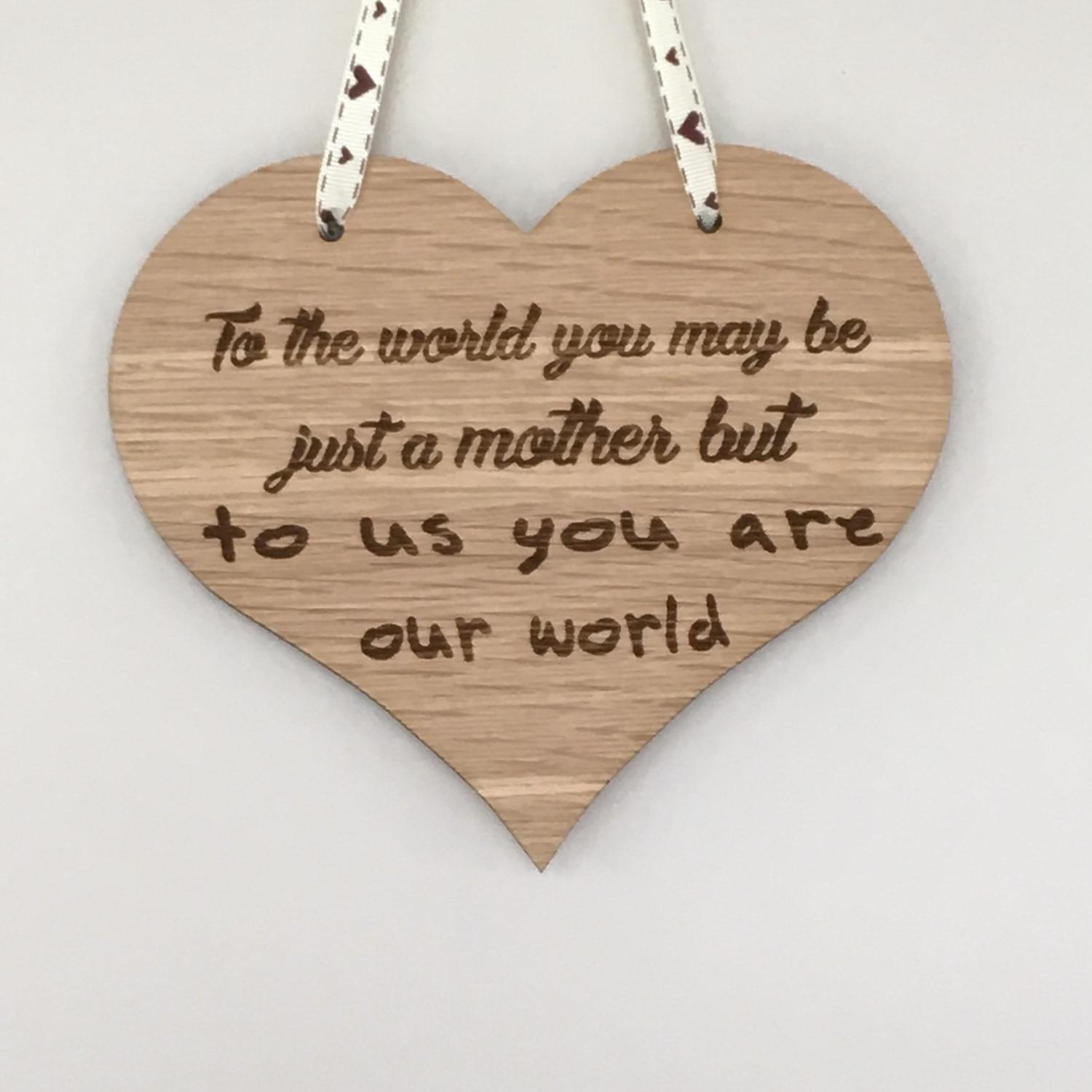 Engraved wooden heart Mother's Day