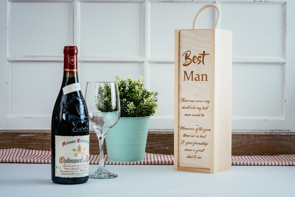 Personalised wine - alcohol gift box for wedding party 'Best Man'