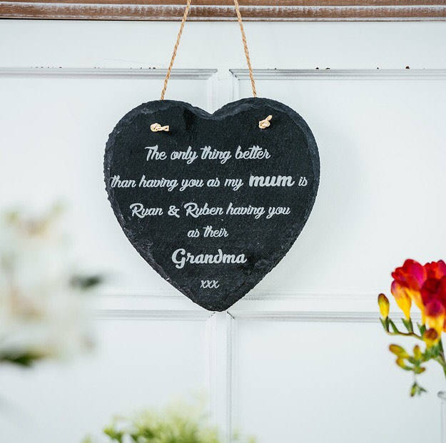 Engraved slate heart for Mother's Day