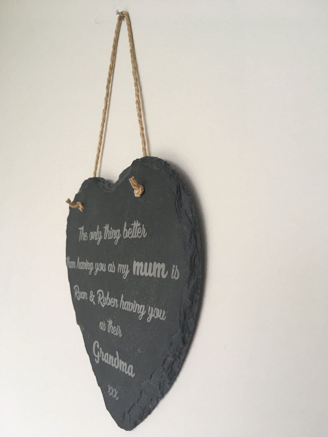 Engraved slate heart for Mother's Day