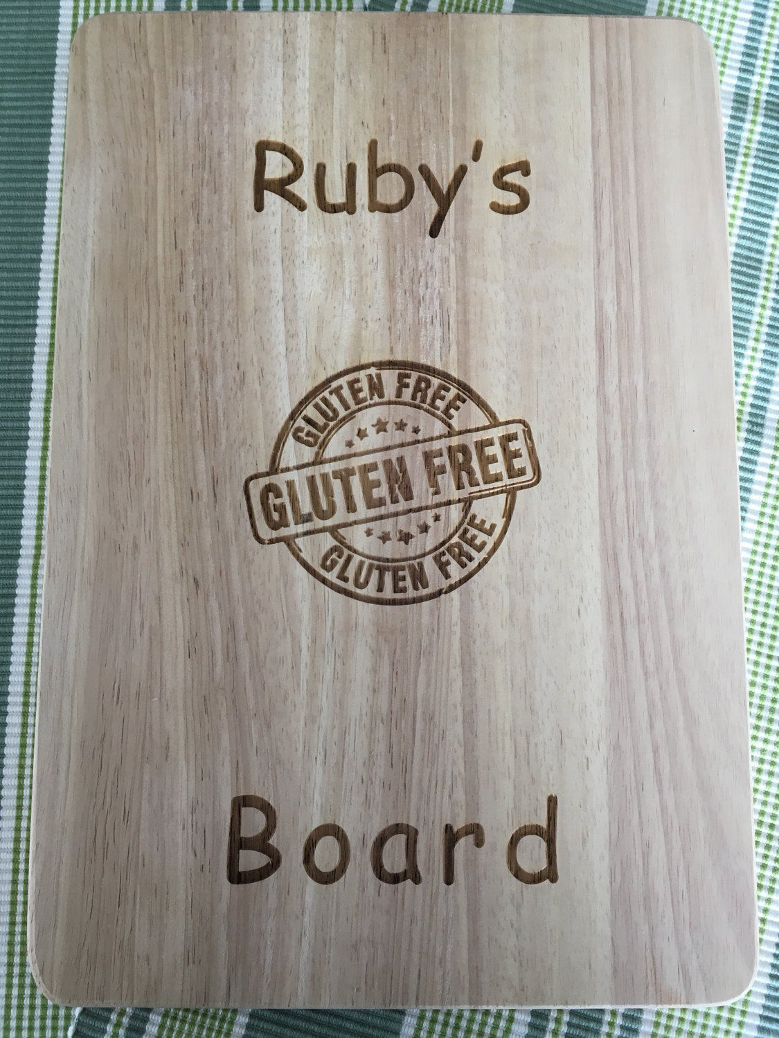 Personalied wooden chopping board gluten free/GF Gift/Personalised board