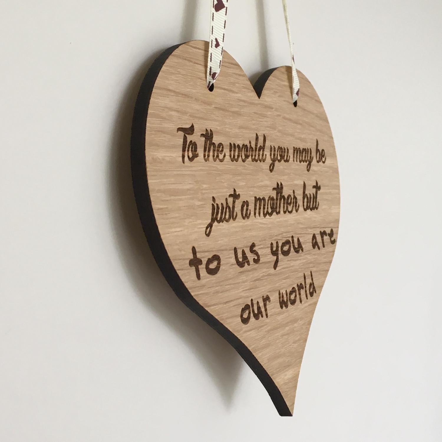 Engraved wooden heart Mother's Day