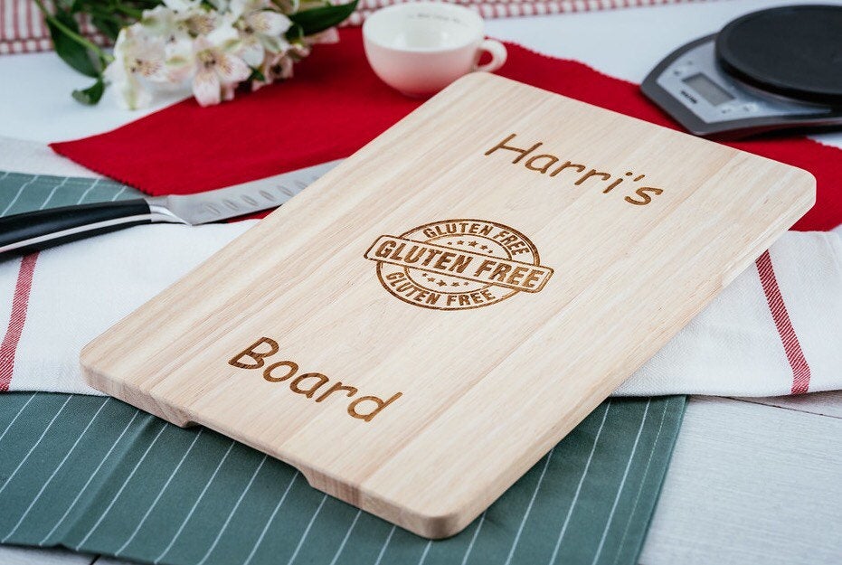 Personalied wooden chopping board gluten free/GF Gift/Personalised board