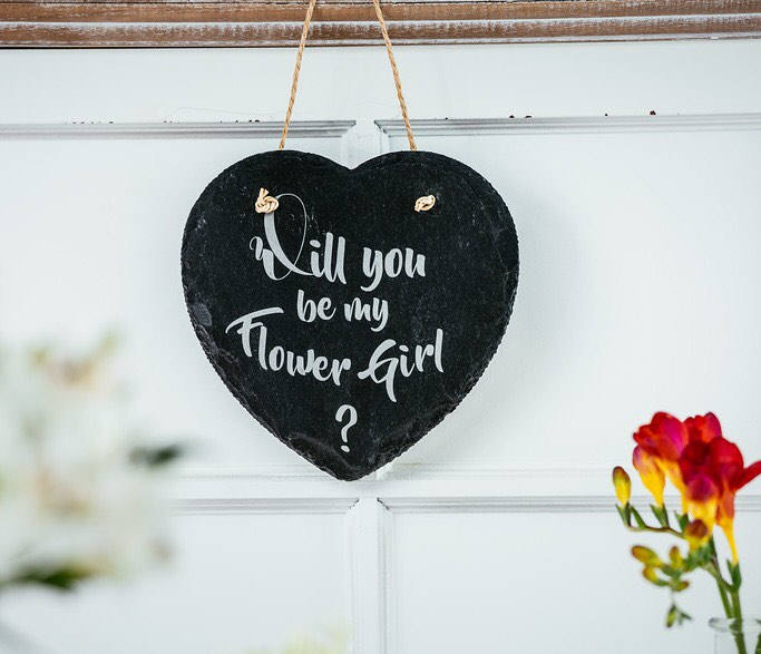 Will you be my flowergirl or bridesmaid slate heart gift