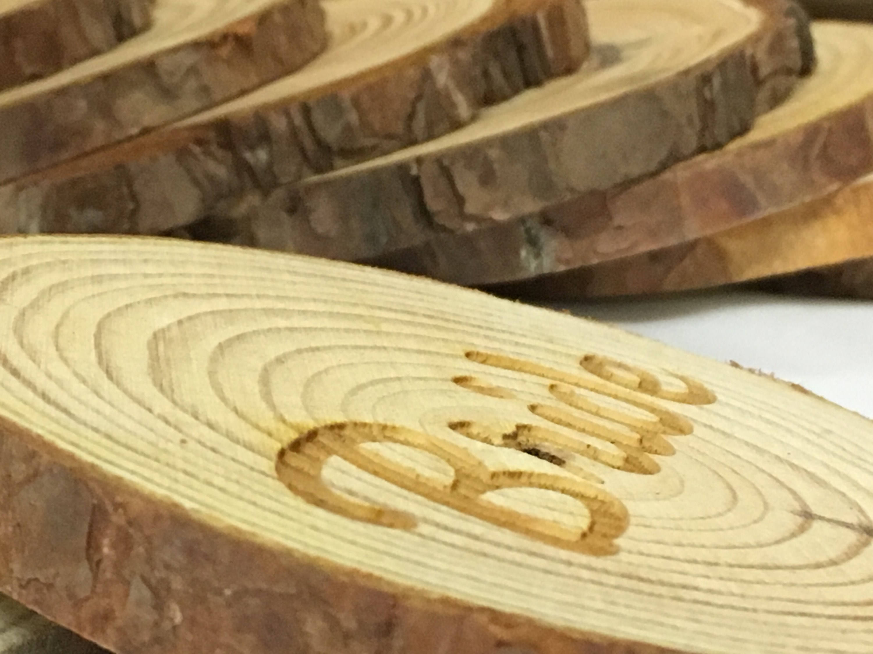 Natural log slice personalised coaster - name place wedding