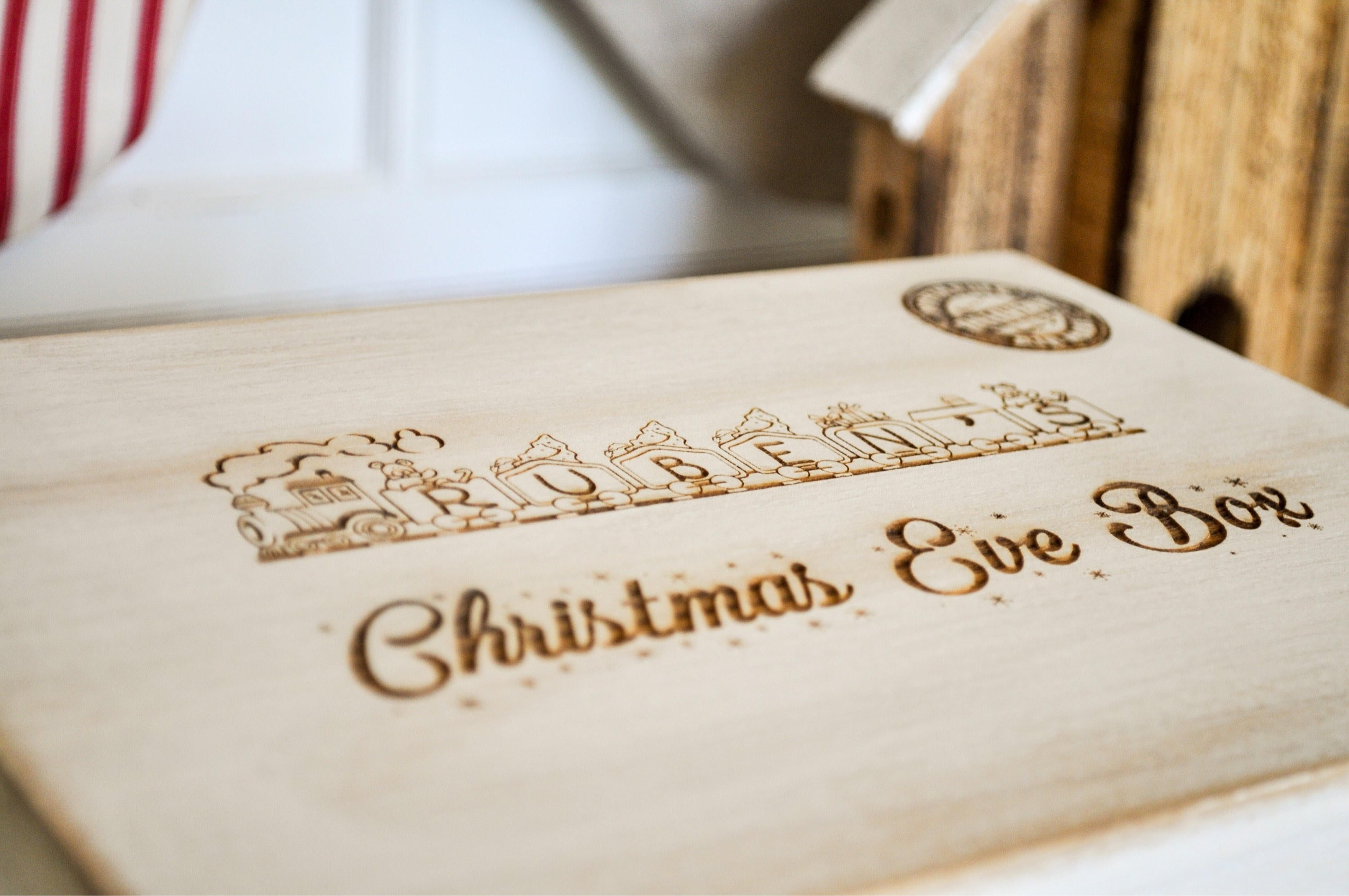 Personalised Christmas Eve Box/Train/Rustic White Box/Memory Box/Christmas Eve Idea/Christmas Tradition/Personalised Wooden Box/Memory Box