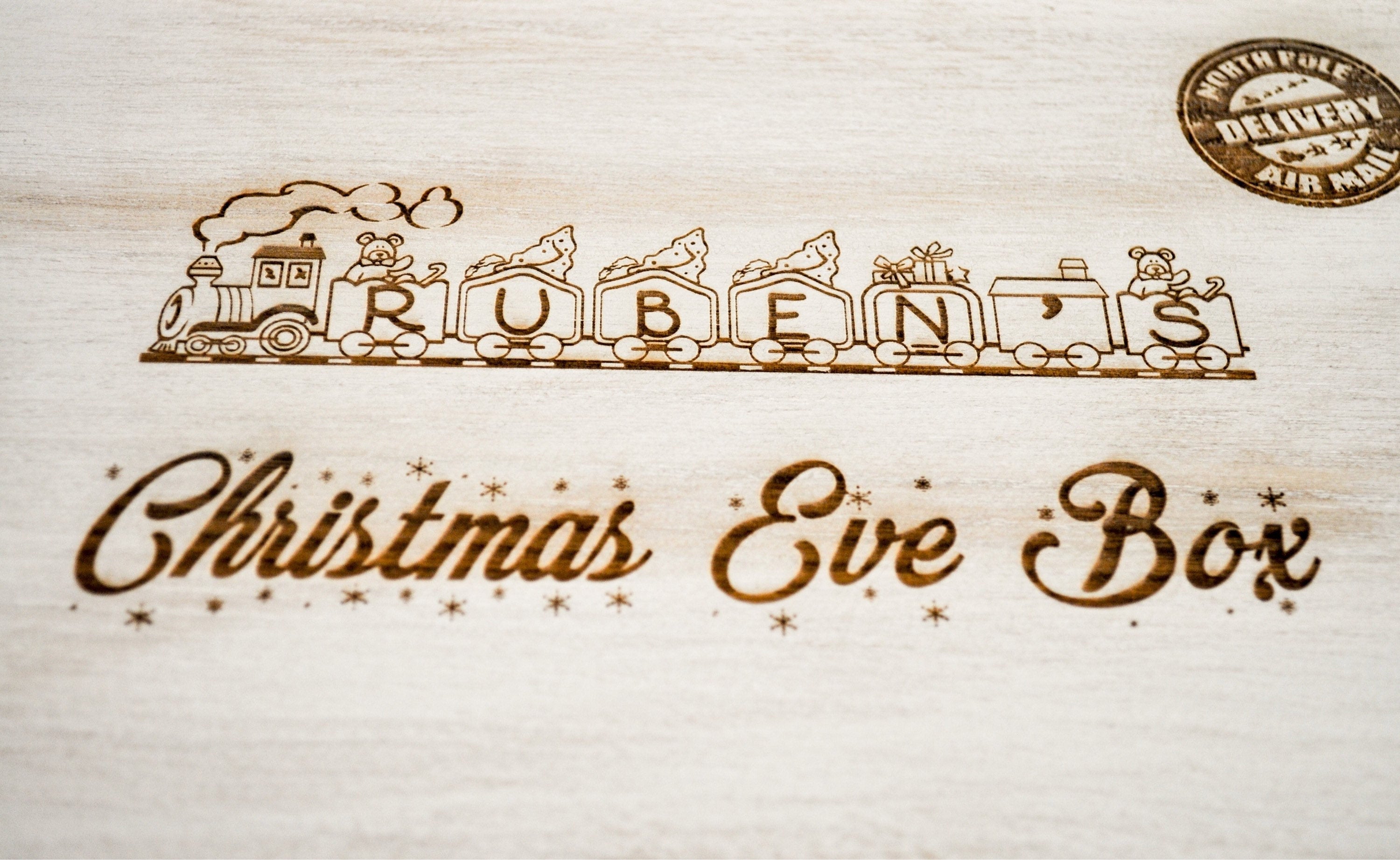 Personalised Christmas Eve Box/Train/Rustic White Box/Memory Box/Christmas Eve Idea/Christmas Tradition/Personalised Wooden Box/Memory Box