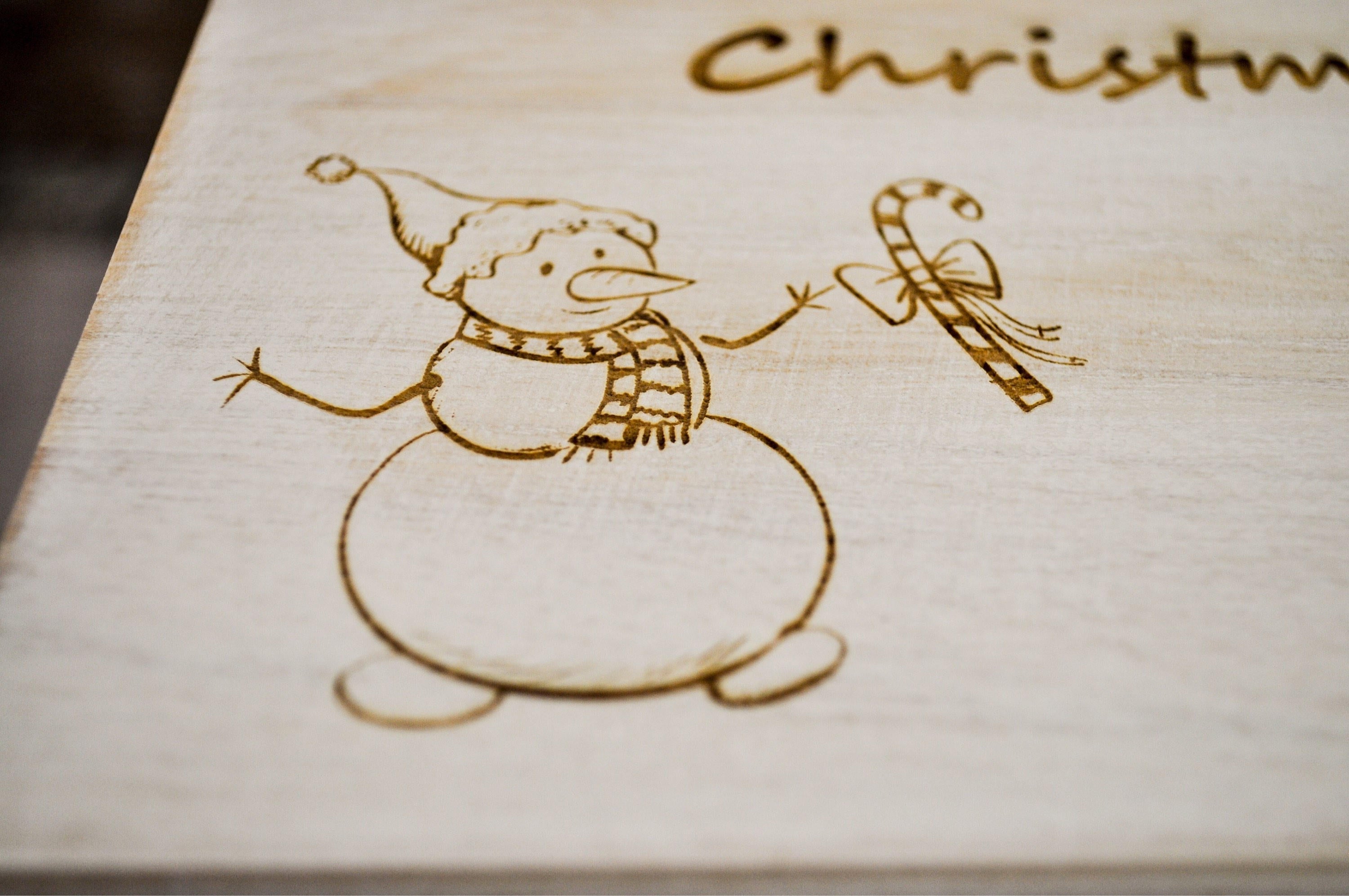 Personalised Christmas Eve Box Snowman Design /Rustic White Box/ Memory Box/ Xmas Eve Box/Engraved Wood Christmas Box/Christmas Tradition