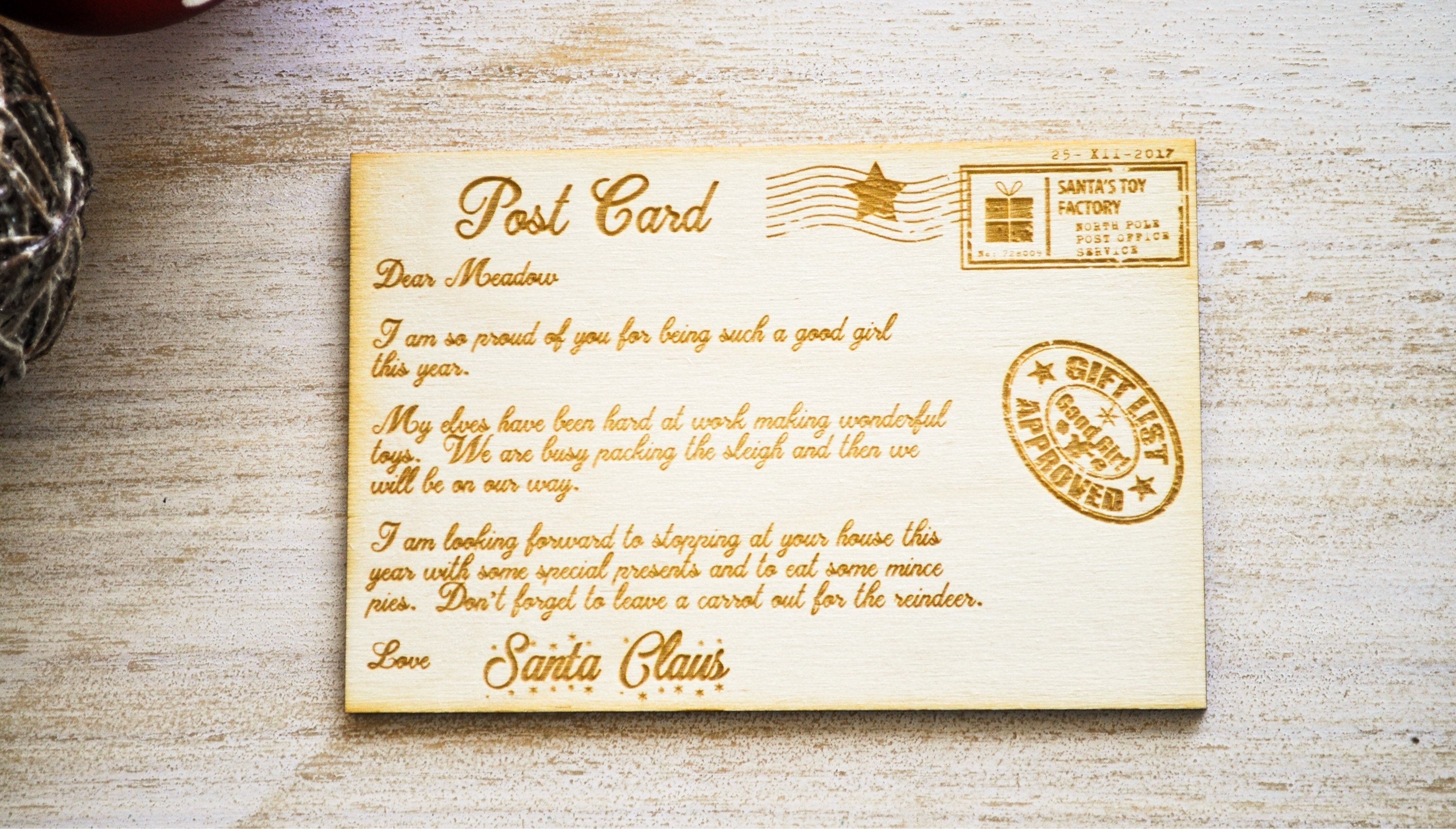 Personalised post card from Santa