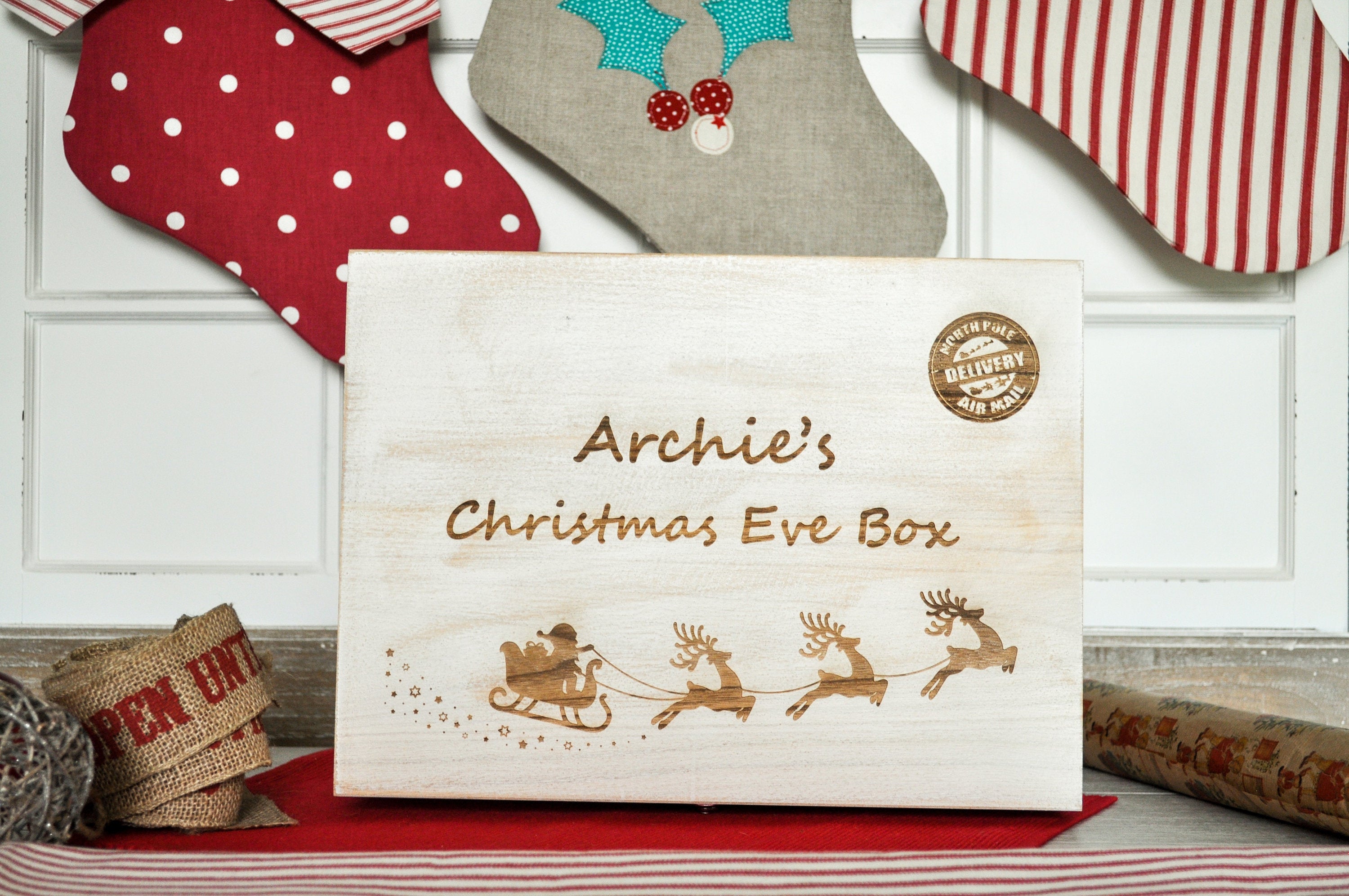 Christmas Eve Box - Personalised Santa Sleigh & Reindeer Design