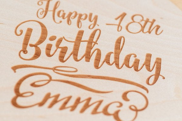 Personalised round wooden cheese board set - Happy Birthday