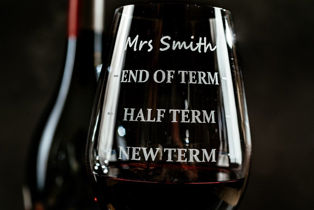 Personalised Name Etched Glass Present - Best Teacher Appreciation Funny Gag Gift - Engraved Wine Glass - Custom Teacher Wine Glass -