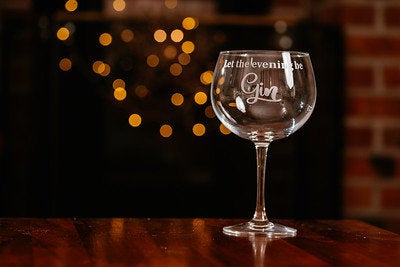 Gin Glass - Let the evening be Gin - Etched Balloon Glass