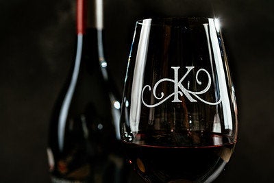 Personalised Name Etched Wine Glass  - Engraved Wine Glass - Initial Personalised Glass - Any occasion gift