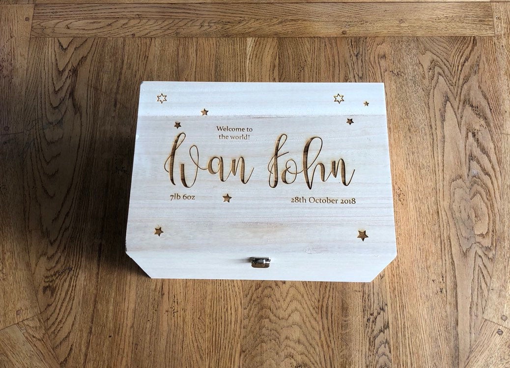 Personalised memory box/newborn gift/christening gift/engraved wooden memory box/personalised wooden memory box/new baby gift