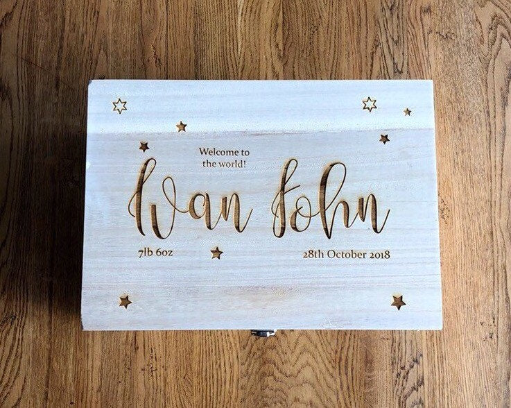 Personalised memory box/newborn gift/christening gift/engraved wooden memory box/personalised wooden memory box/new baby gift