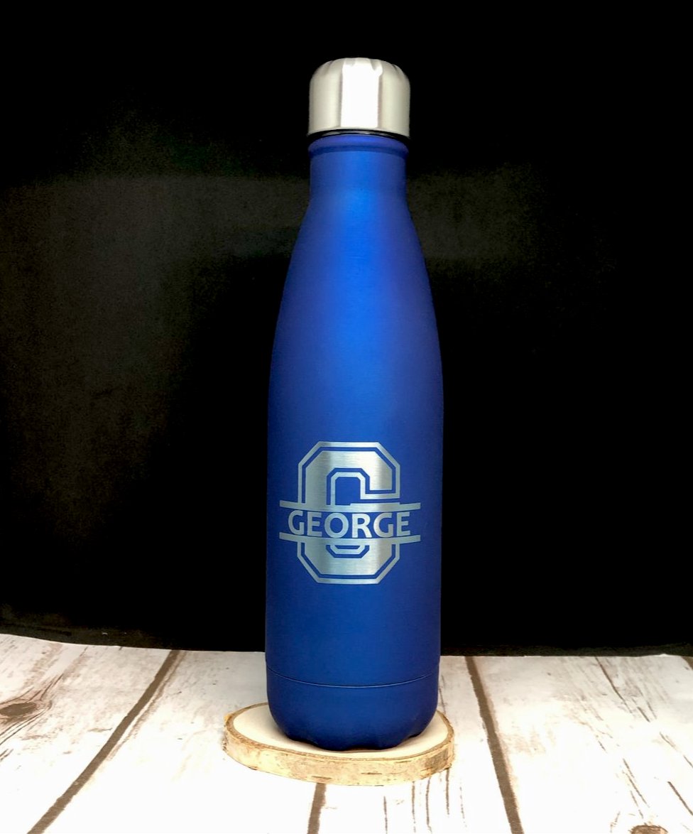 Personalised Insulated Reusable Water 500ml Bottle - Split Monogram